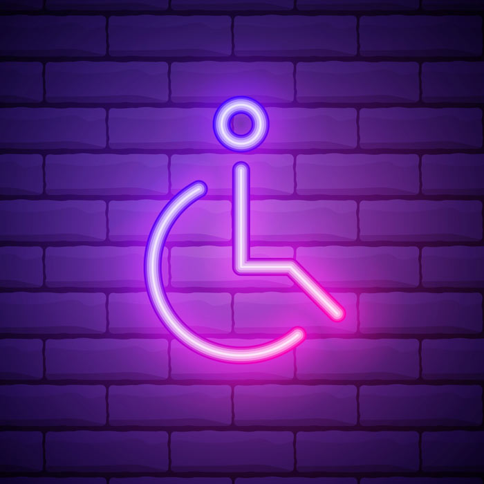 Disablity Sign in Neon